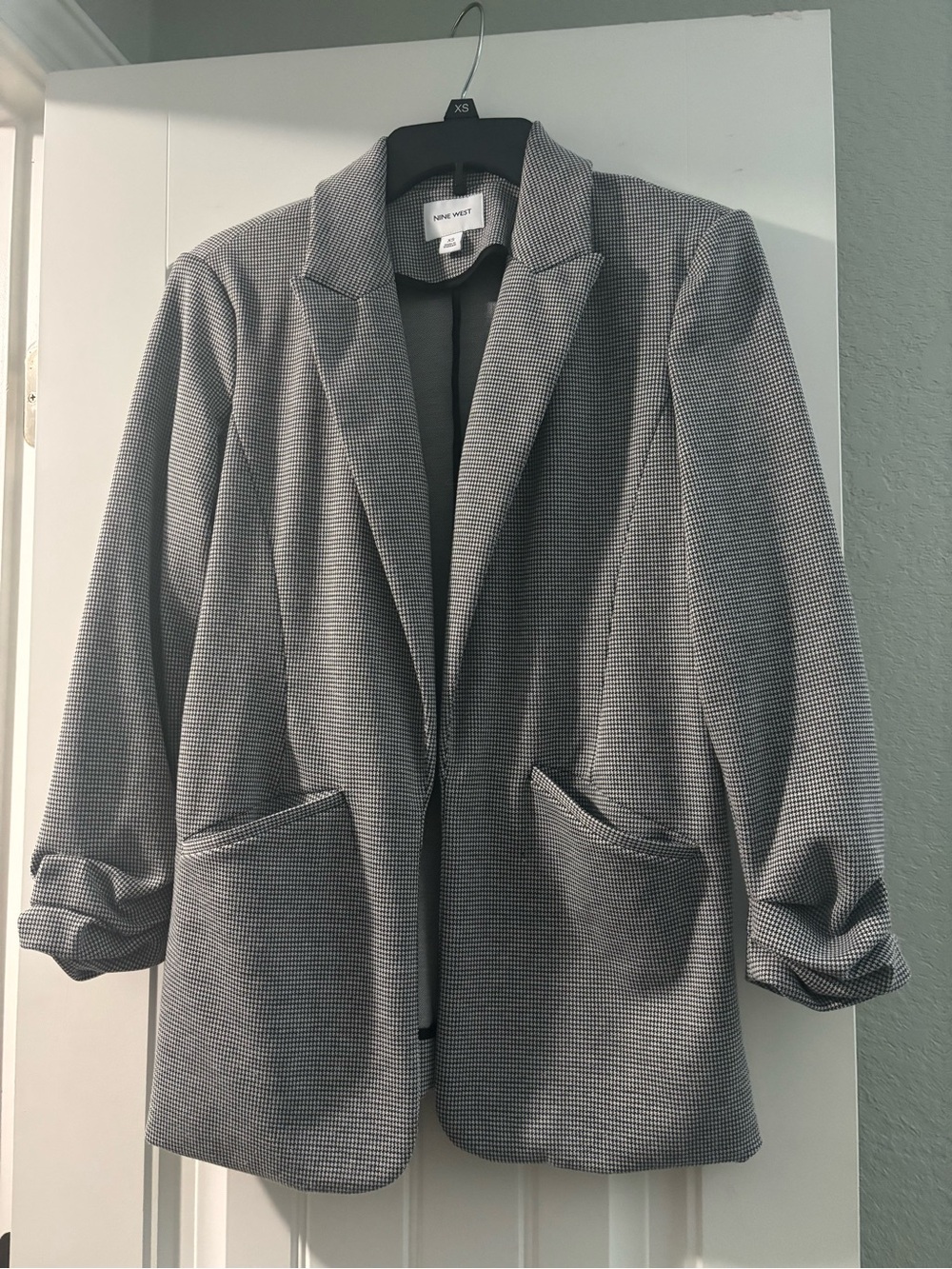 Nine West Black & White Houndstooth Blazer